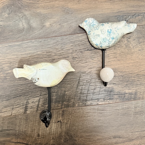 Glass bird decorative wall coat hooks cottagecore english countryside decor - Picture 2 of 8